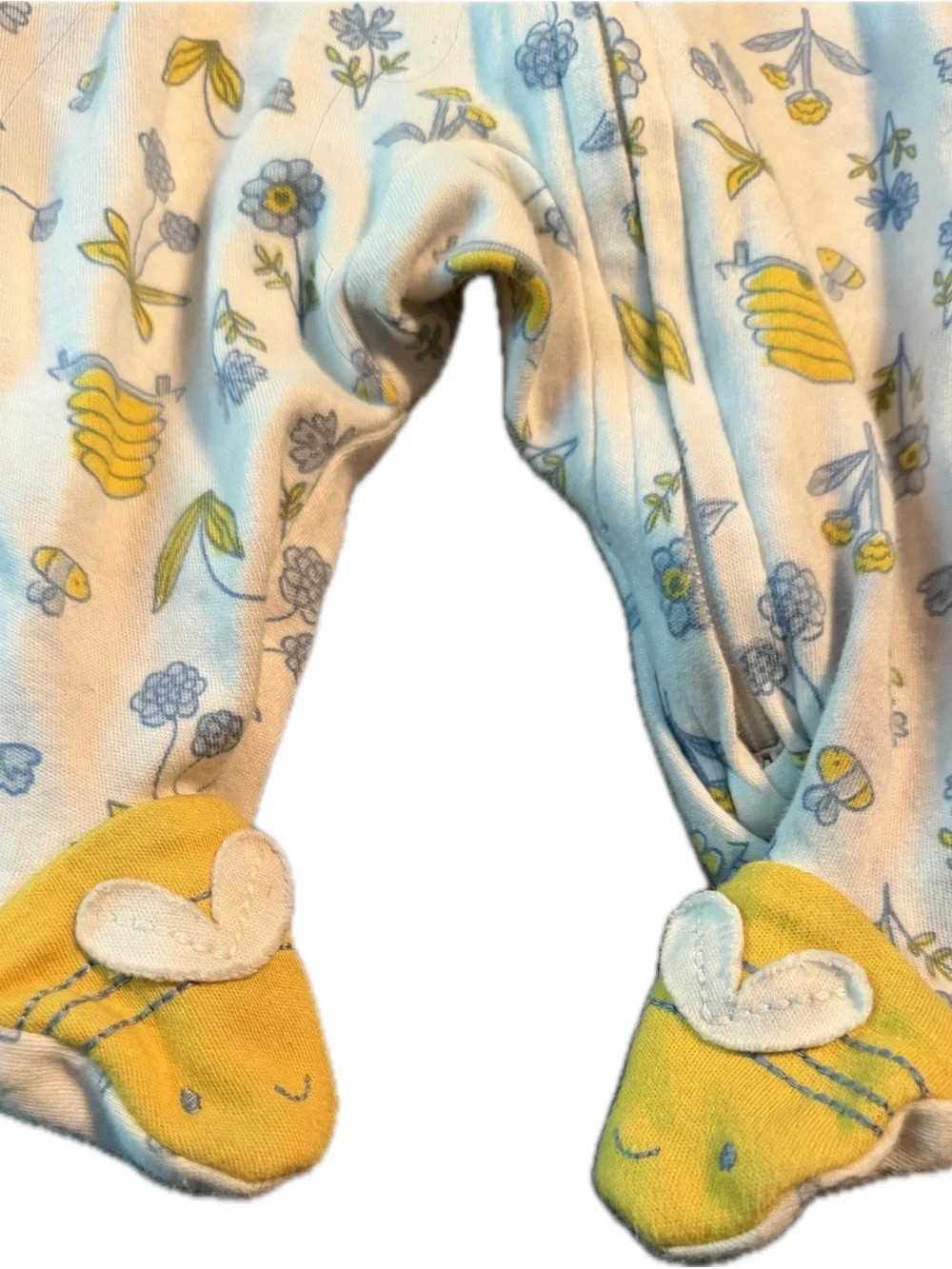 Carter's Yellow & Blue Floral Bee Footed One-Piece